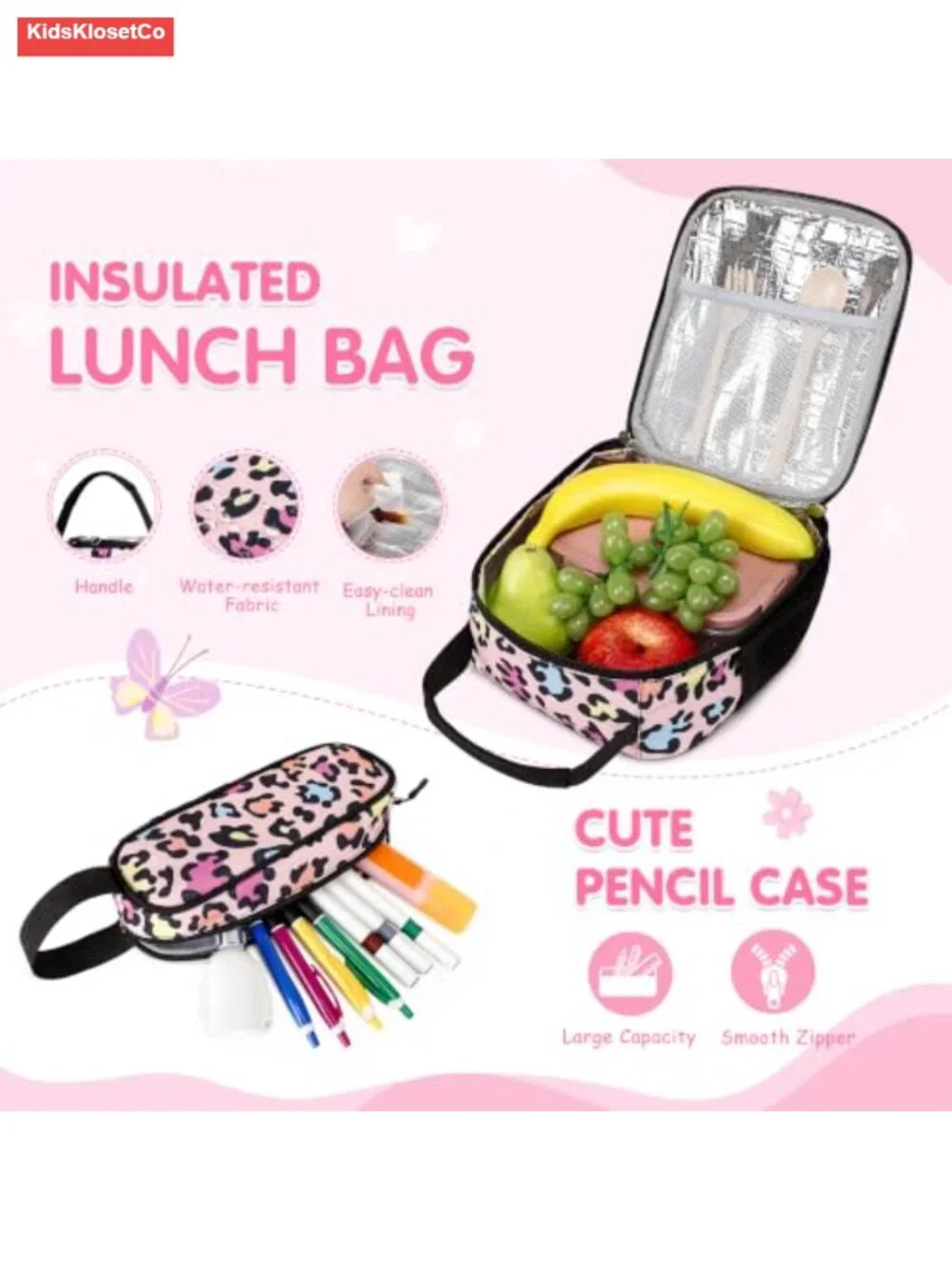 Kids Backpack Set with Lunch Box Pencil Case, 15in School Bookbag for Preschool